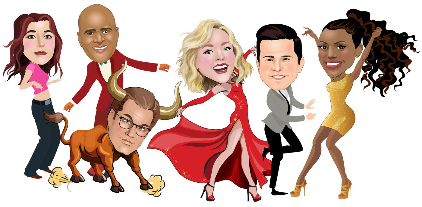 Drawn after the producers saw the magazine and asked for the crew. Six of them, each one recognisable at thumbnail size.