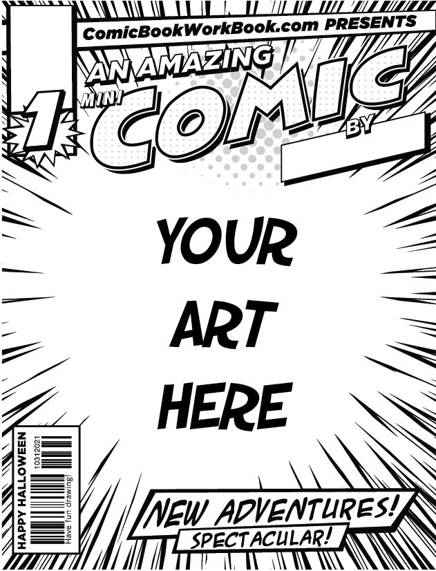 A one-page mini with the cover architecture in place and the middle left empty. Your art here.