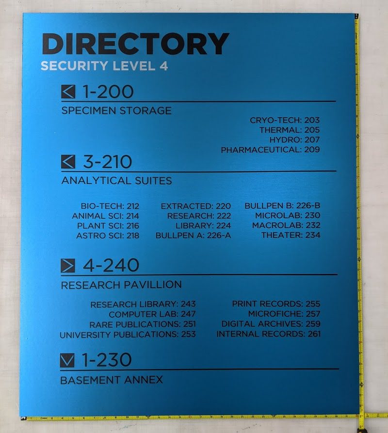 One of the metallic directories.