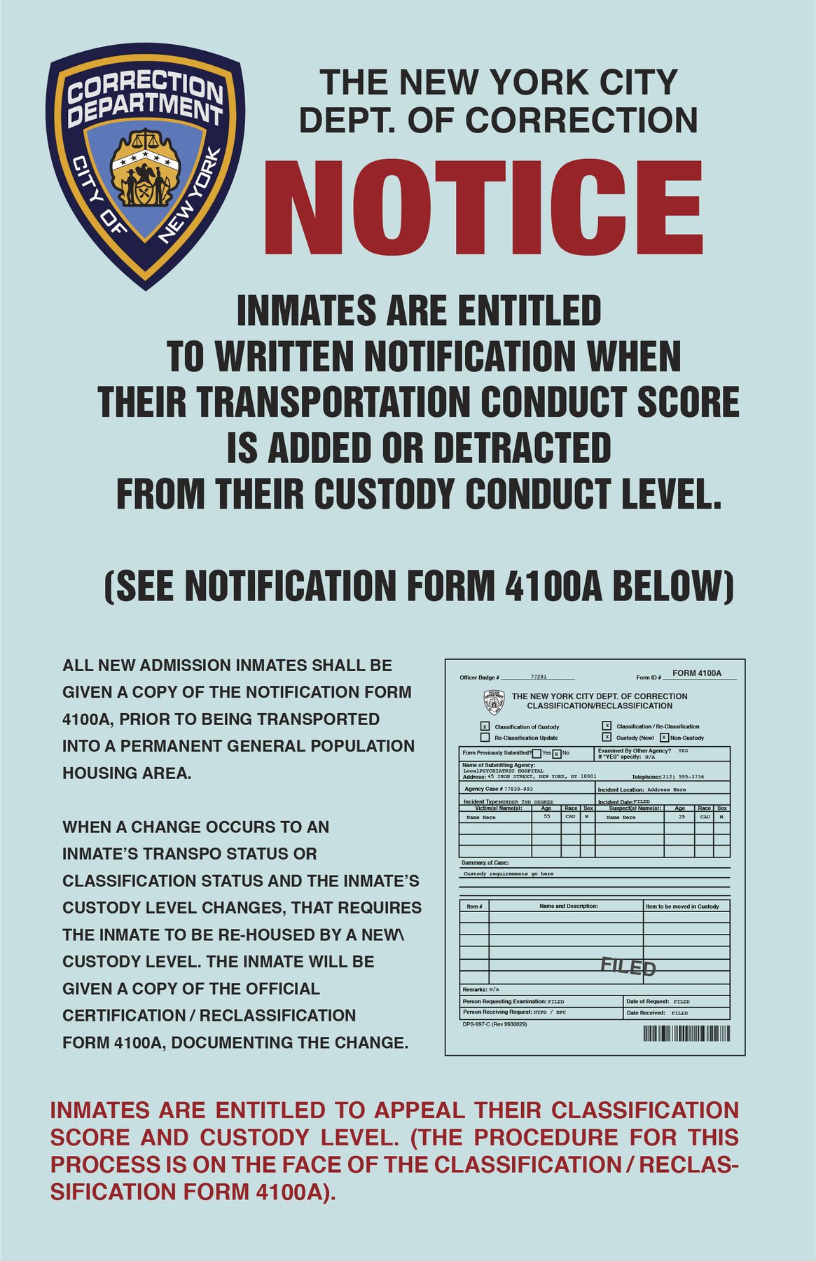 A notice that has to reproduce the form it refers to, so the form had to be designed too.