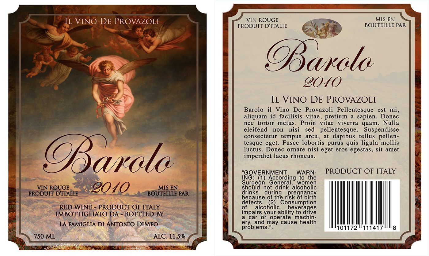 A die-cut Chianti label with a vineyard engraving, vintaged 2012.