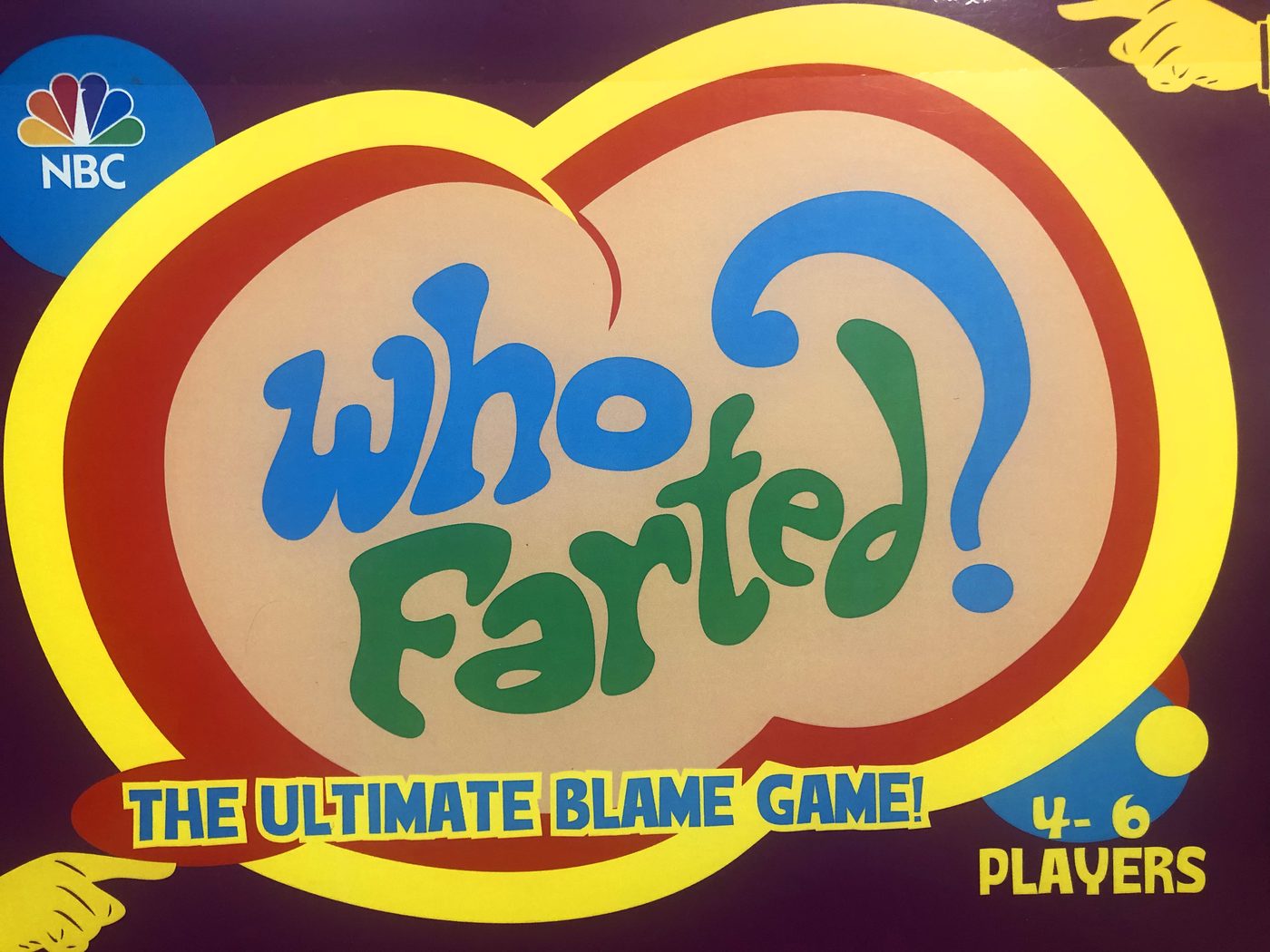 The ultimate blame game, four to six players. Network mark bottom left.