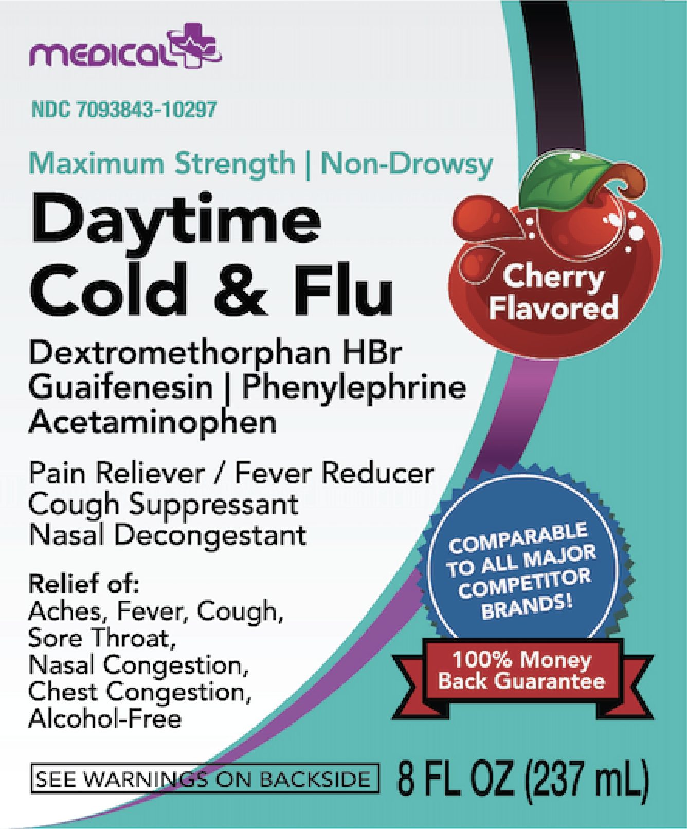 The daytime companion &mdash; same system, cherry flavoured, non-drowsy.