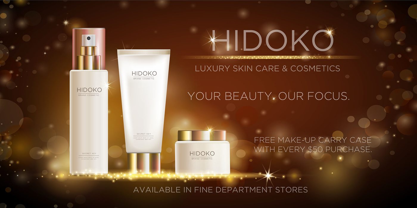 The same invented name pointed at a luxury skincare subway poster instead.