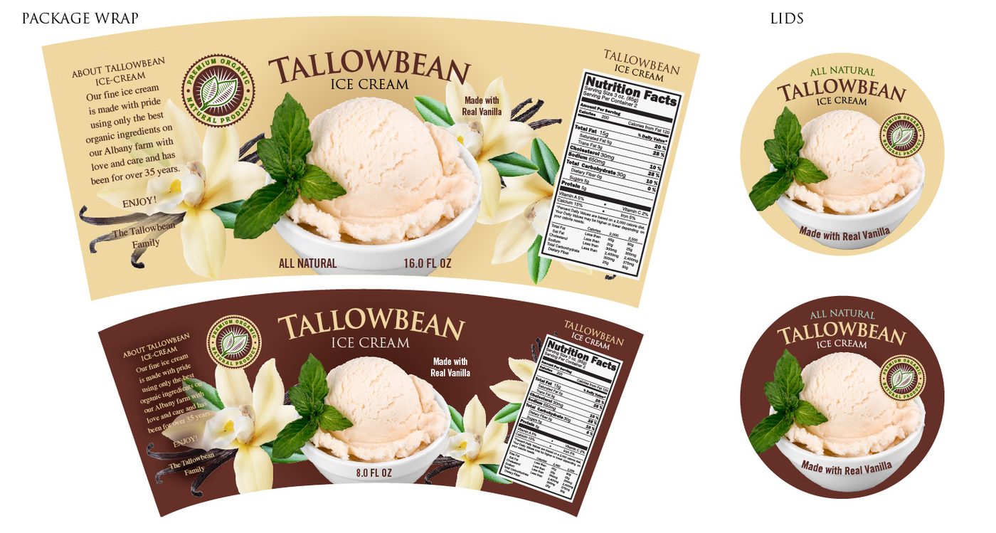 The same problem answered darker &mdash; wrap, lid and label as one set.