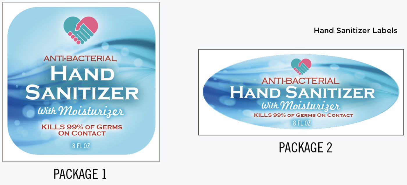 Two label options for the same bottle, presented side by side for the choice.
