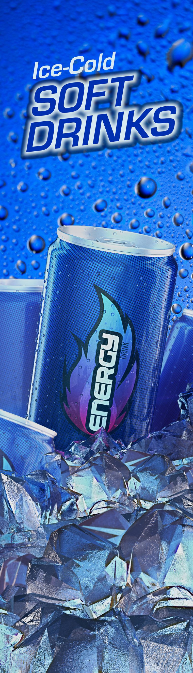 Ice-Cold Soft Drinks, drawn at machine height so the condensation reads as real.