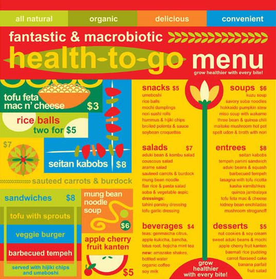 Health-to-go truck menu