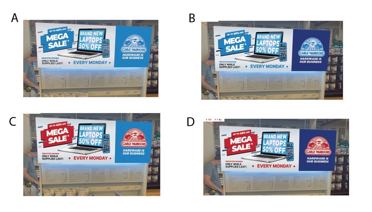 A rough mockup for the approval process on a large sign for the Cable Warriors set.