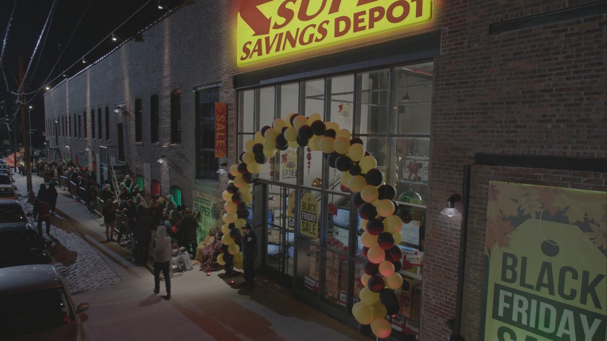 A photo of the real Super Savings Depot set, built from my rendering.