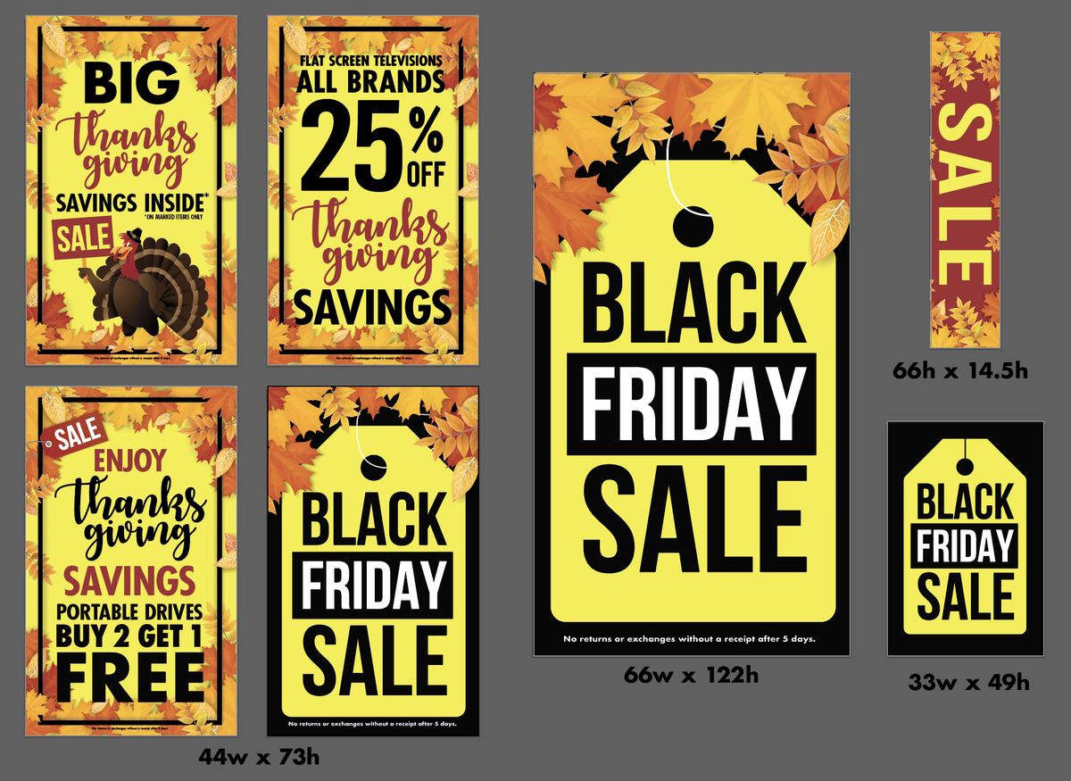 Sets depicting retail always need a lot of graphics. Every piece specced at its finished size.